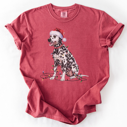 Dalmatian Christmas Lights Shirt, Festive Holiday Tee for Spotty Dog Lovers