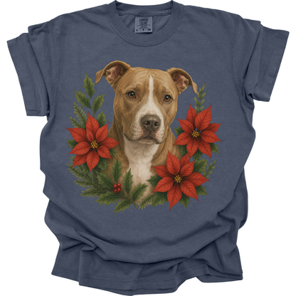Pit Bull Poinsettia Christmas Shirt