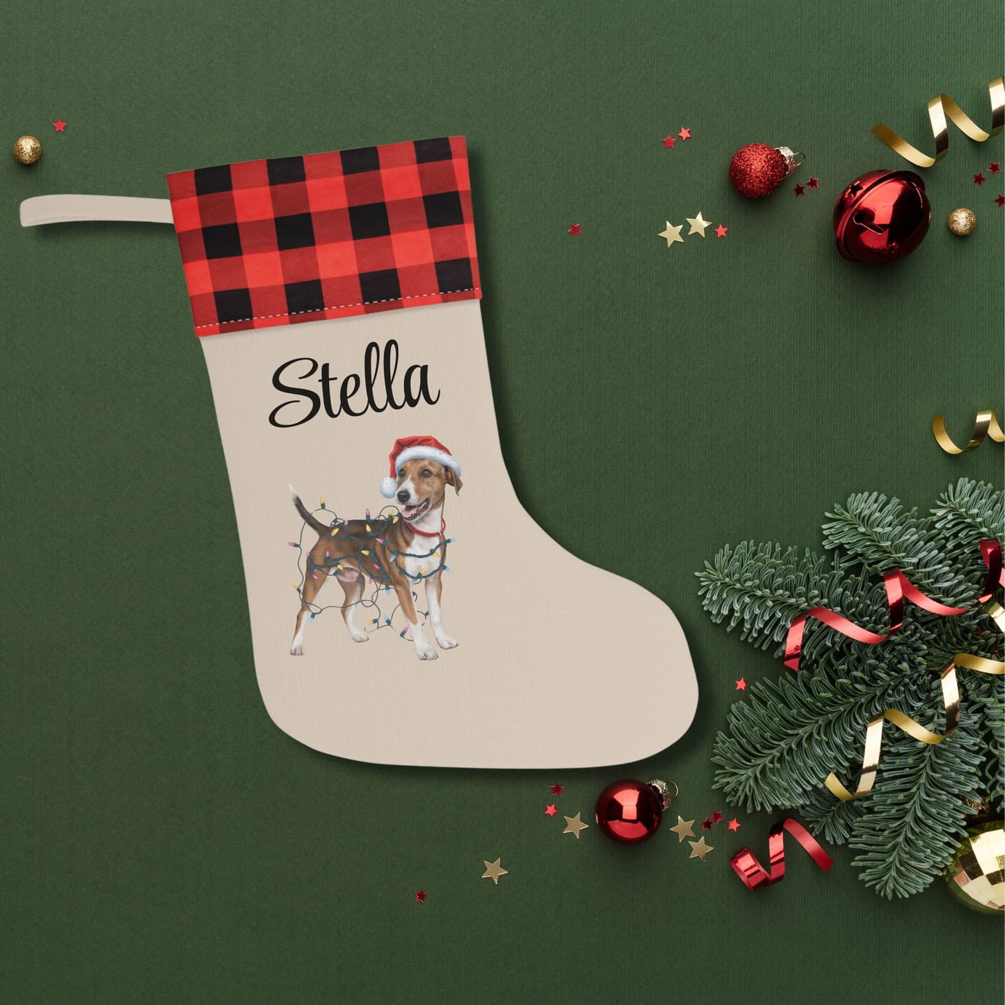 Personalized Smooth Fox Terrier Christmas Stocking, Holiday Decor Gift for Pet Lovers