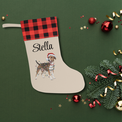 Personalized Smooth Fox Terrier Christmas Stocking, Holiday Decor Gift for Pet Lovers