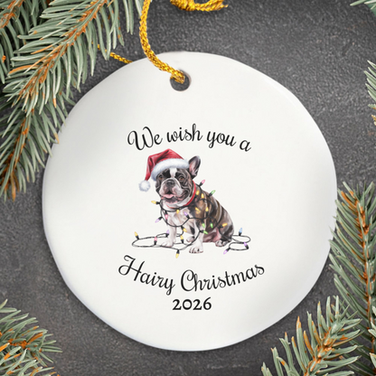 Christmas French Bulldog Ornament, Christmas Lights Dog Keepsake