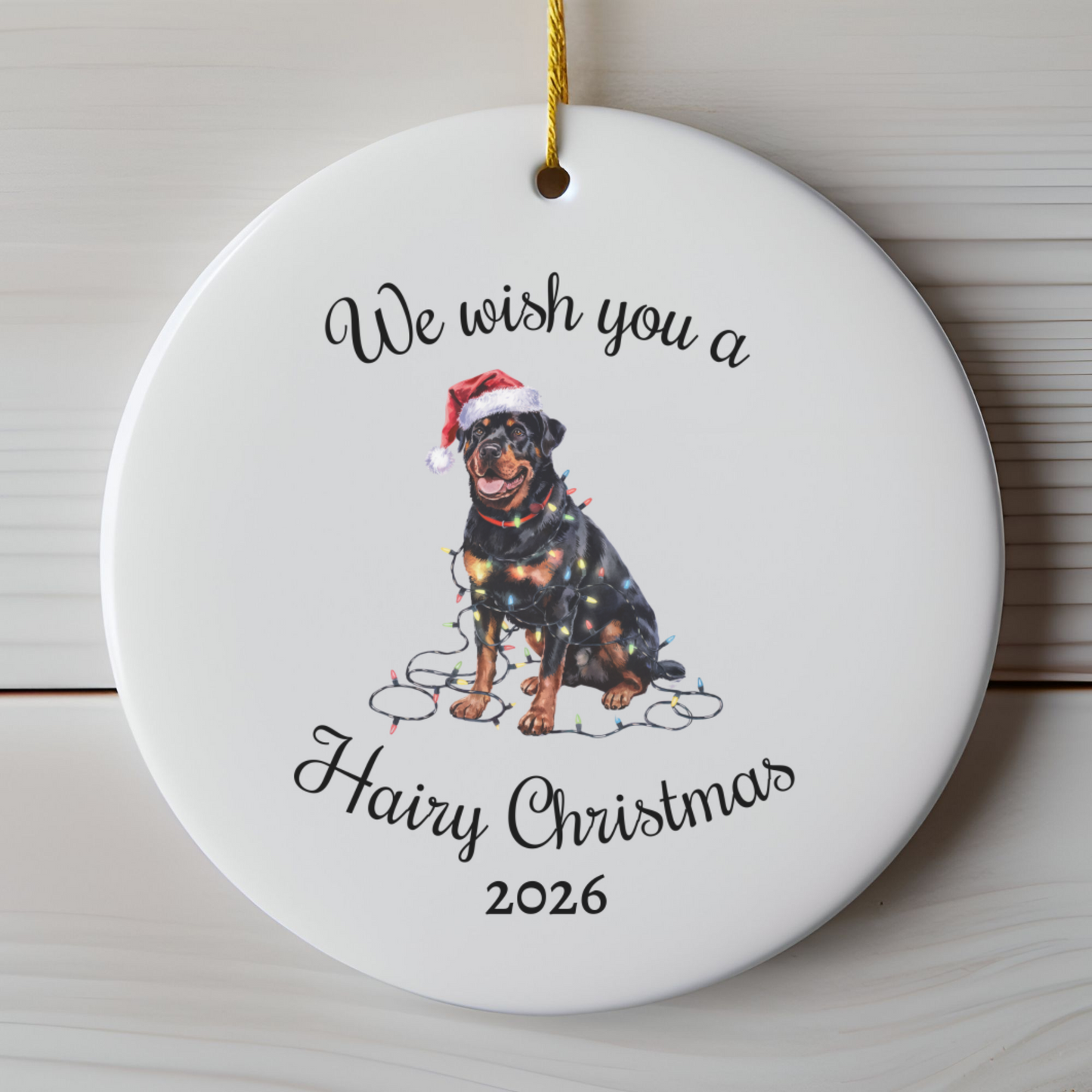 Christmas Rottweiler Ornament, Christmas Lights Dog Keepsake