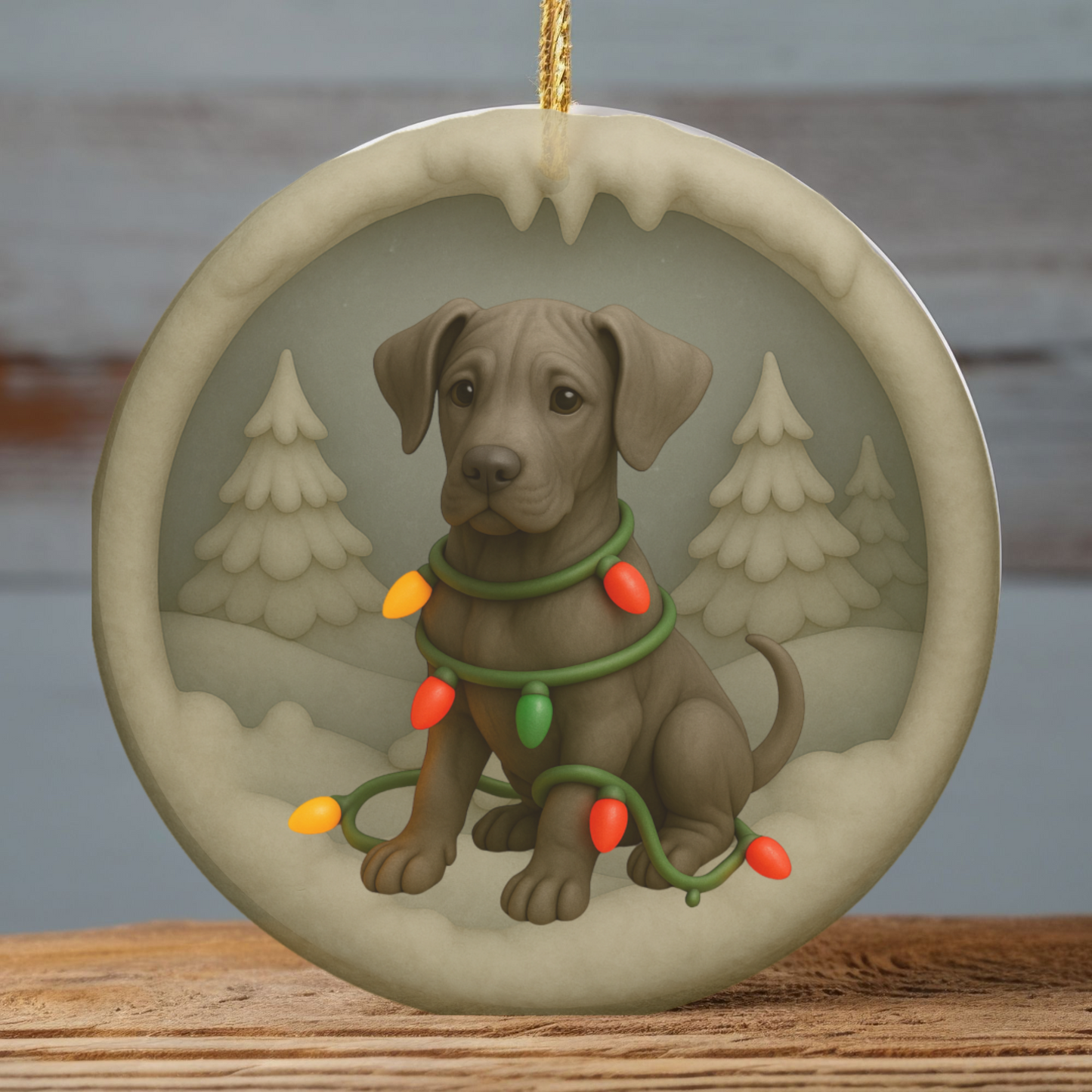 Personalized Great Dane Christmas Ornament • 3D Clay-Style Dog Keepsake with Lights
