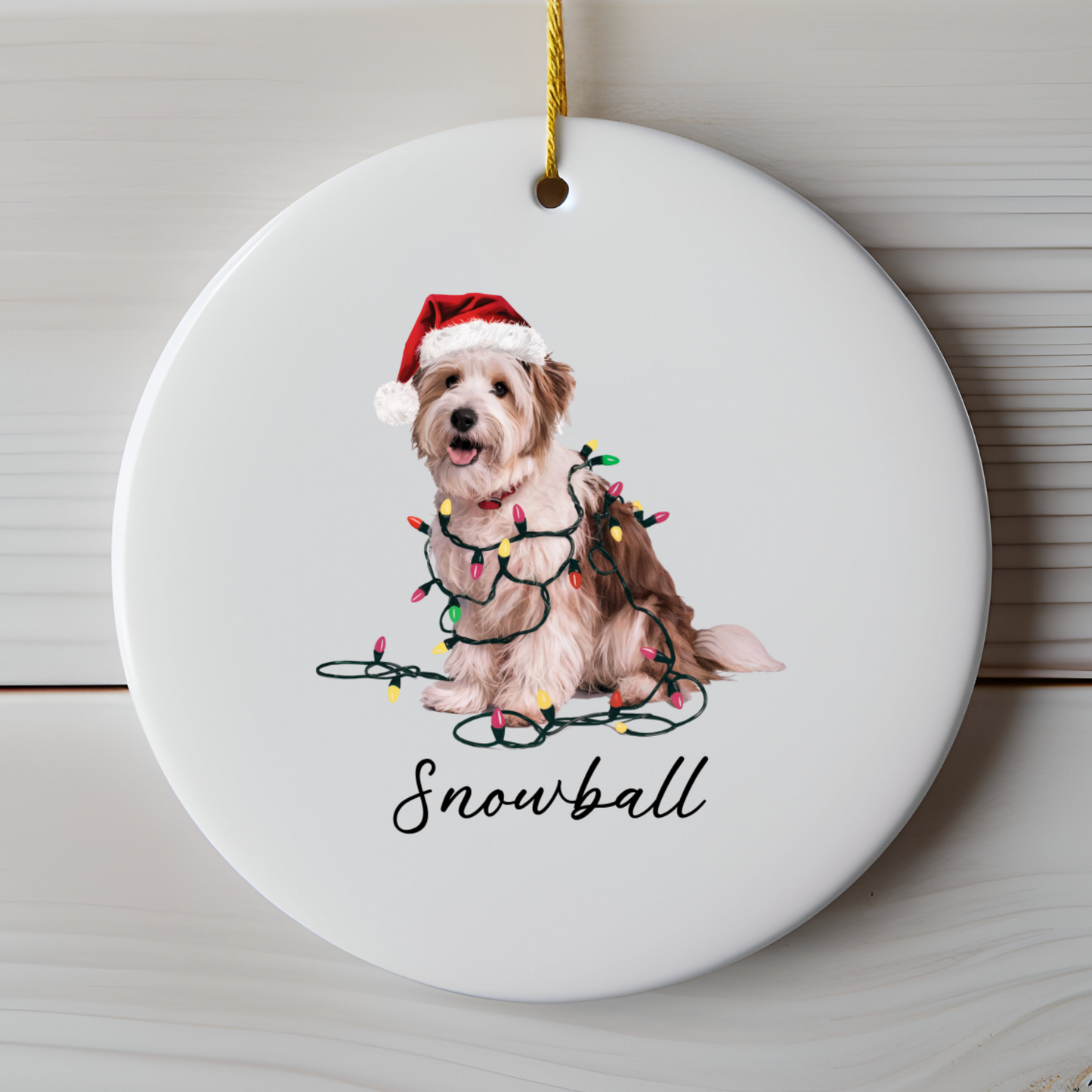 Personalized Coton de Tulear Dog Ornament, Custom Pet Christmas Keepsake, Ceramic Tree Decor