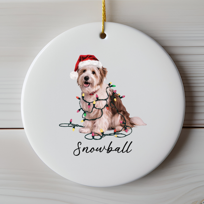 Personalized Coton de Tulear Dog Ornament, Custom Pet Christmas Keepsake, Ceramic Tree Decor