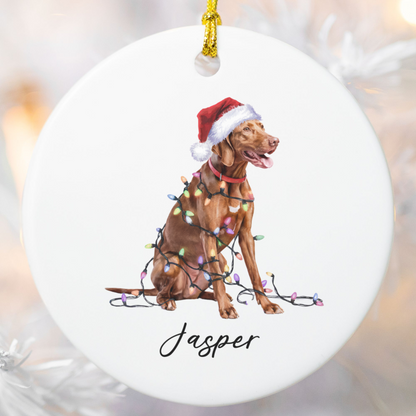 Personalized Vizsla Ornament, Christmas Dog Ornament