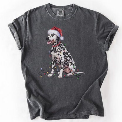 Dalmatian Christmas Lights Shirt, Festive Holiday Tee for Spotty Dog Lovers