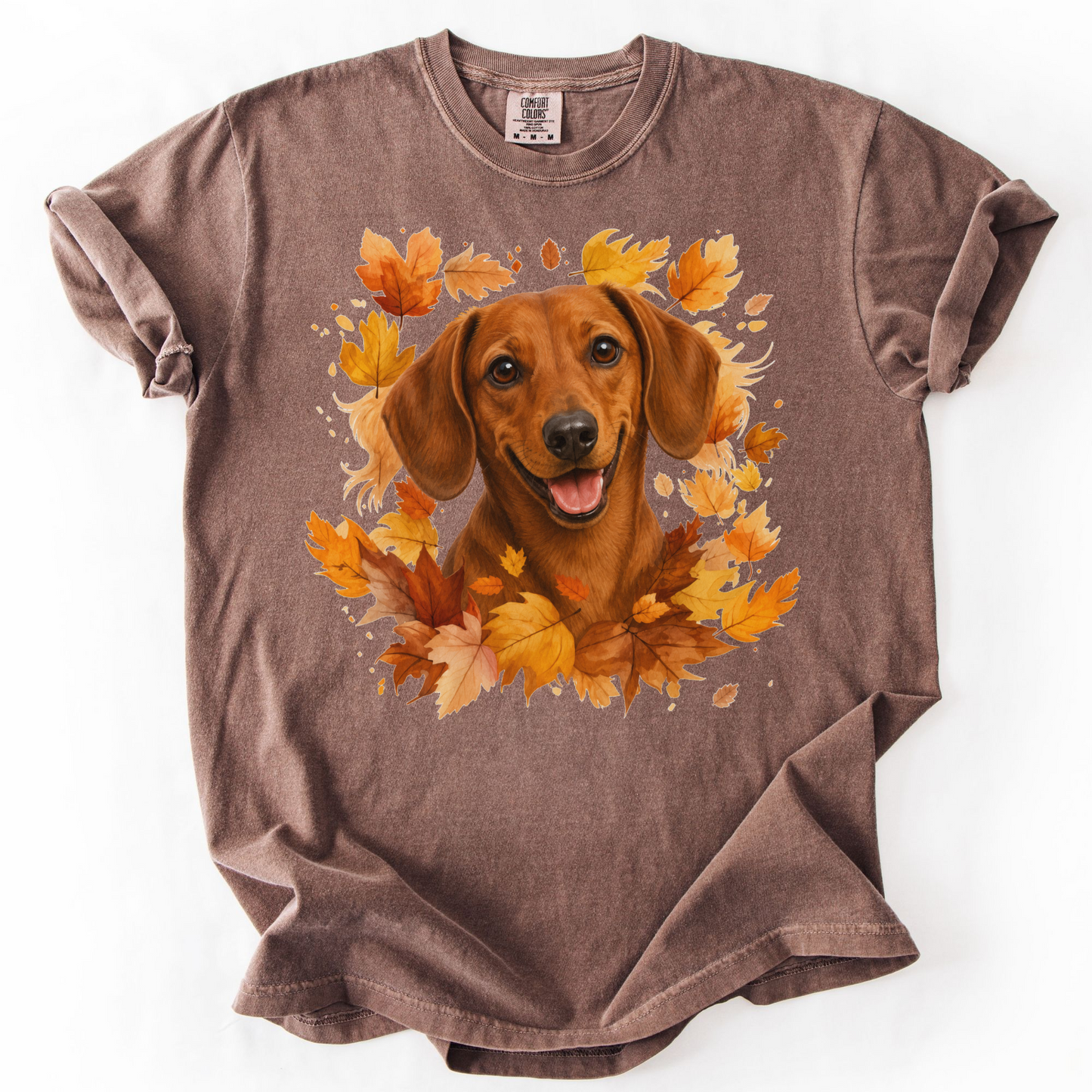 Red Dachshund Fall Shirt | Autumn Dog Mom Comfort Colors Tee