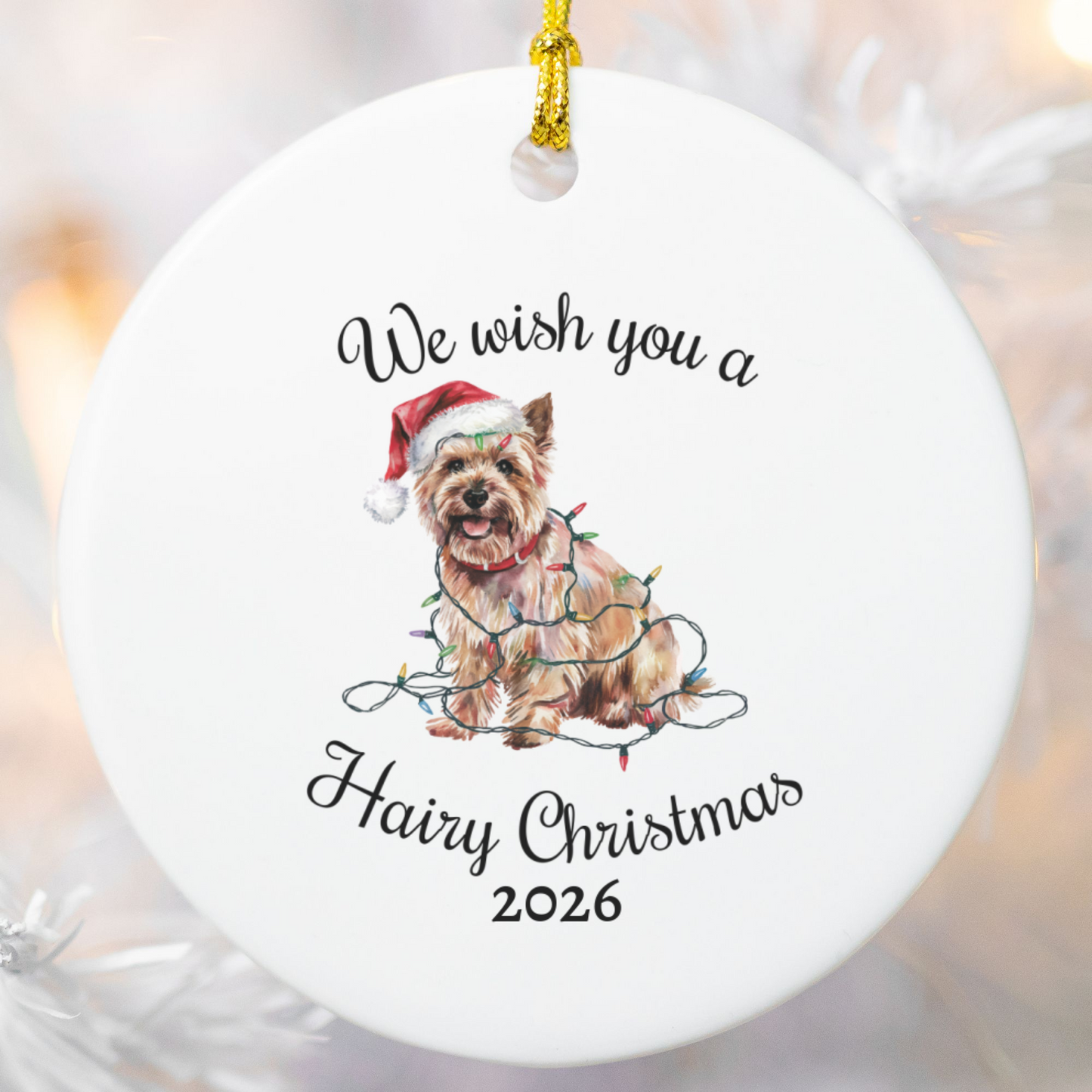 Christmas Cairn Terrier Ornament, Cairn Terrier Mom, Christmas Lights Dog Keepsake, Christmas Dog, Gift For Dog Lover, Cairn Terrier
