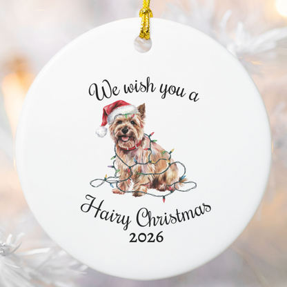 Christmas Cairn Terrier Ornament, Cairn Terrier Mom, Christmas Lights Dog Keepsake, Christmas Dog, Gift For Dog Lover, Cairn Terrier