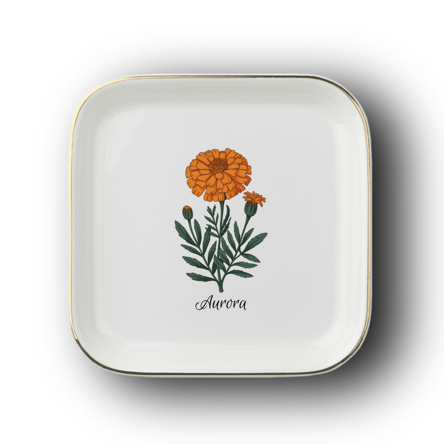 Personalized Birth Flower Jewelry Dish
