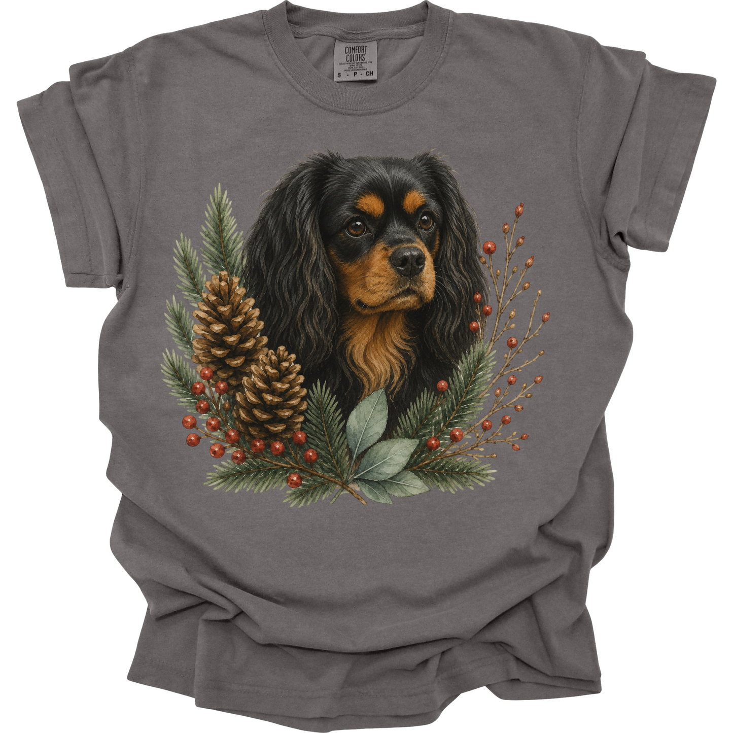 Black and Tan Cavalier Christmas Shirt, Winter Dog Mom Gift, Cavalier King Charles Tee