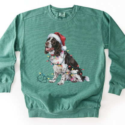 Christmas Springer Spaniel Sweatshirt, Festive Dog Lights Sweater, Dog Lover Gift
