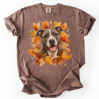 Pitbull Fall Shirt, Autumn Dog Mom Comfort Colors Tee