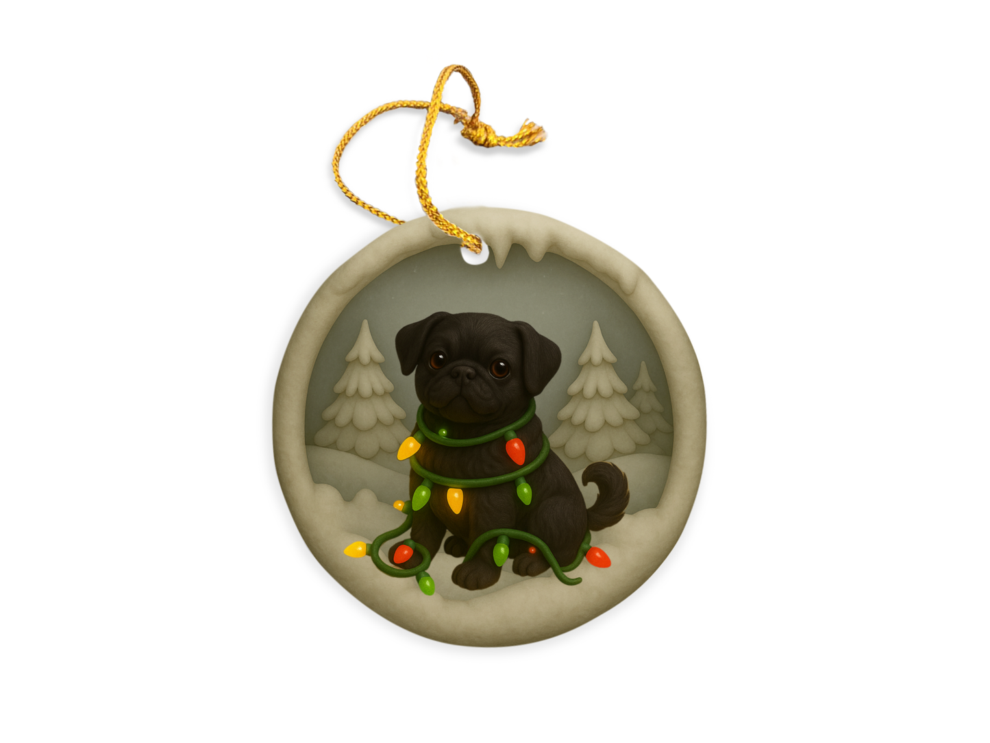 Personalized Black Pug Christmas 3D Clay-Style Dog Keepsake