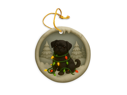 Personalized Black Pug Christmas 3D Clay-Style Dog Keepsake