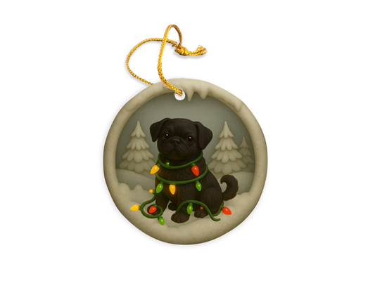 Personalized Black Pug Christmas 3D Clay-Style Dog Keepsake