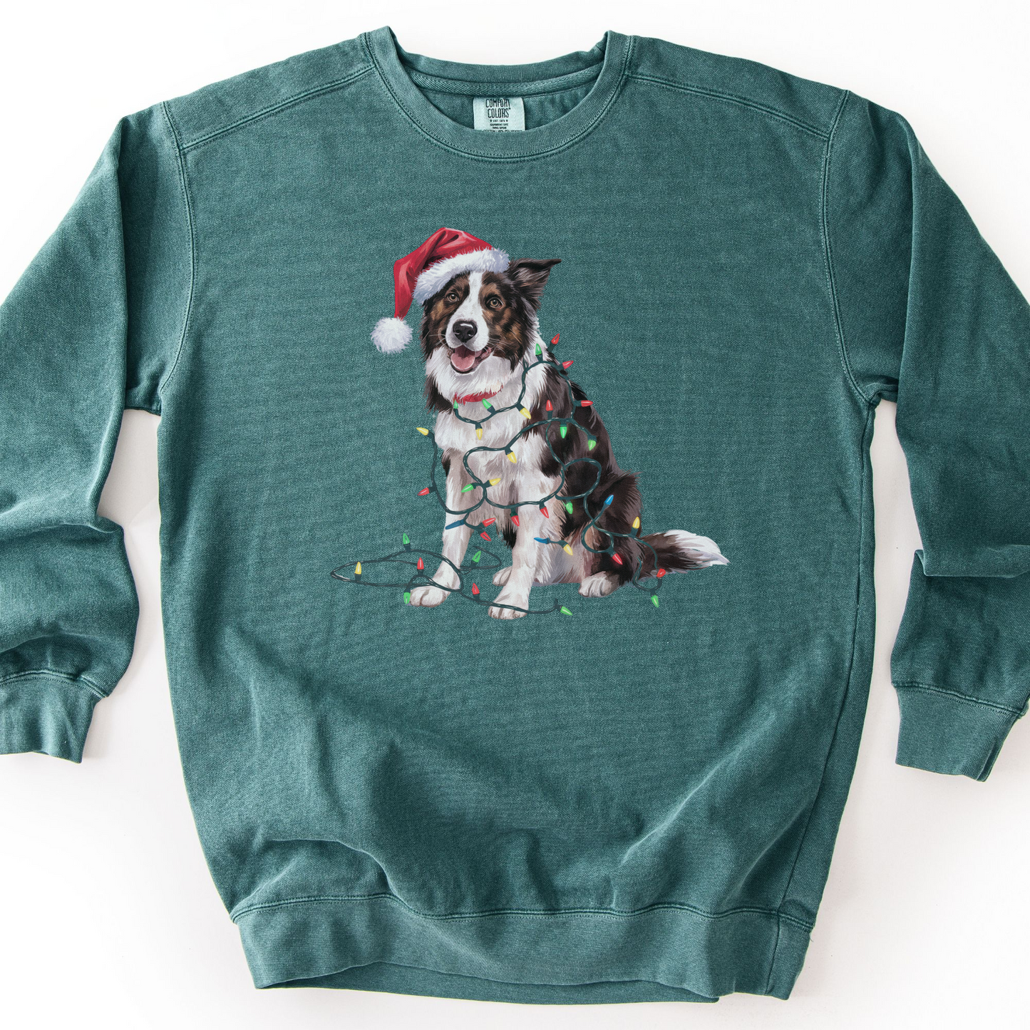 Border Collie Christmas Lights Sweatshirt