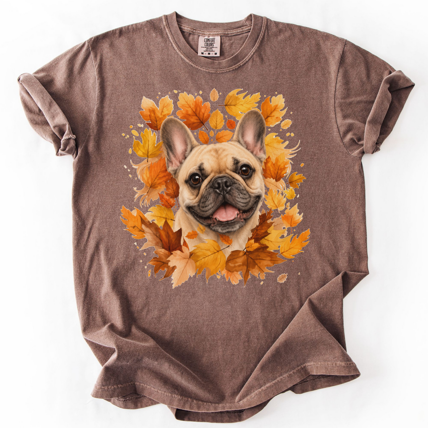 French Bulldog Fall Shirt, Autumn Dog Mom Comfort Colors Tee