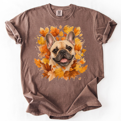French Bulldog Fall Shirt, Autumn Dog Mom Comfort Colors Tee