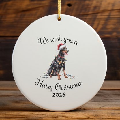 Christmas Doberman Ornament, Christmas Lights Dog Keepsake