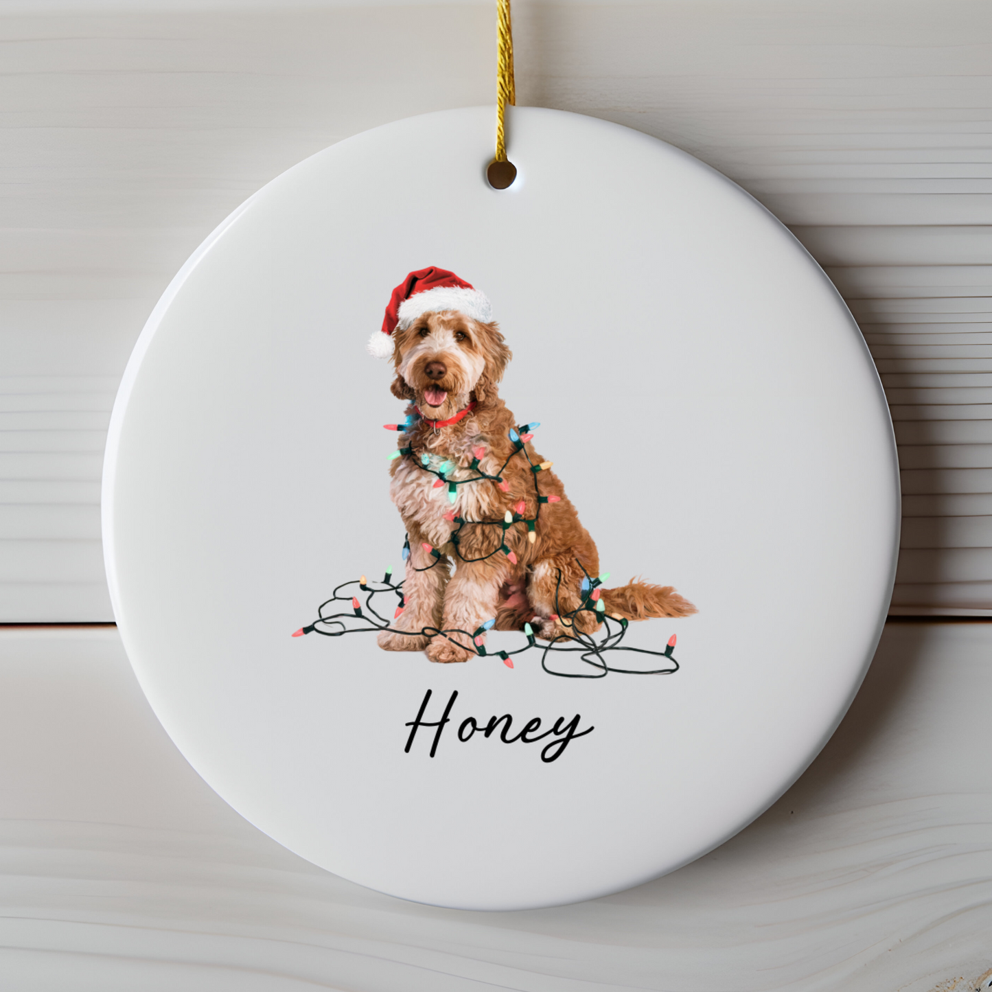 Personalized Goldendoodle Ceramic Ornament, Dog Lover Holiday Keepsake, Festive Xmas Tree Decoration