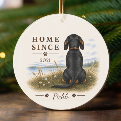 Personalized Black and Tan Dachshund Ornament, Double Sided Gotcha Day Gift, Custom Dog Keepsake