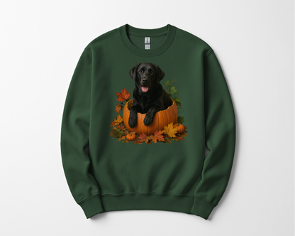 Black Lab Pumpkin Sweatshirt Fall Dog Lover Autumn Labrador Cozy Crewneck Gift Pullover Apparel