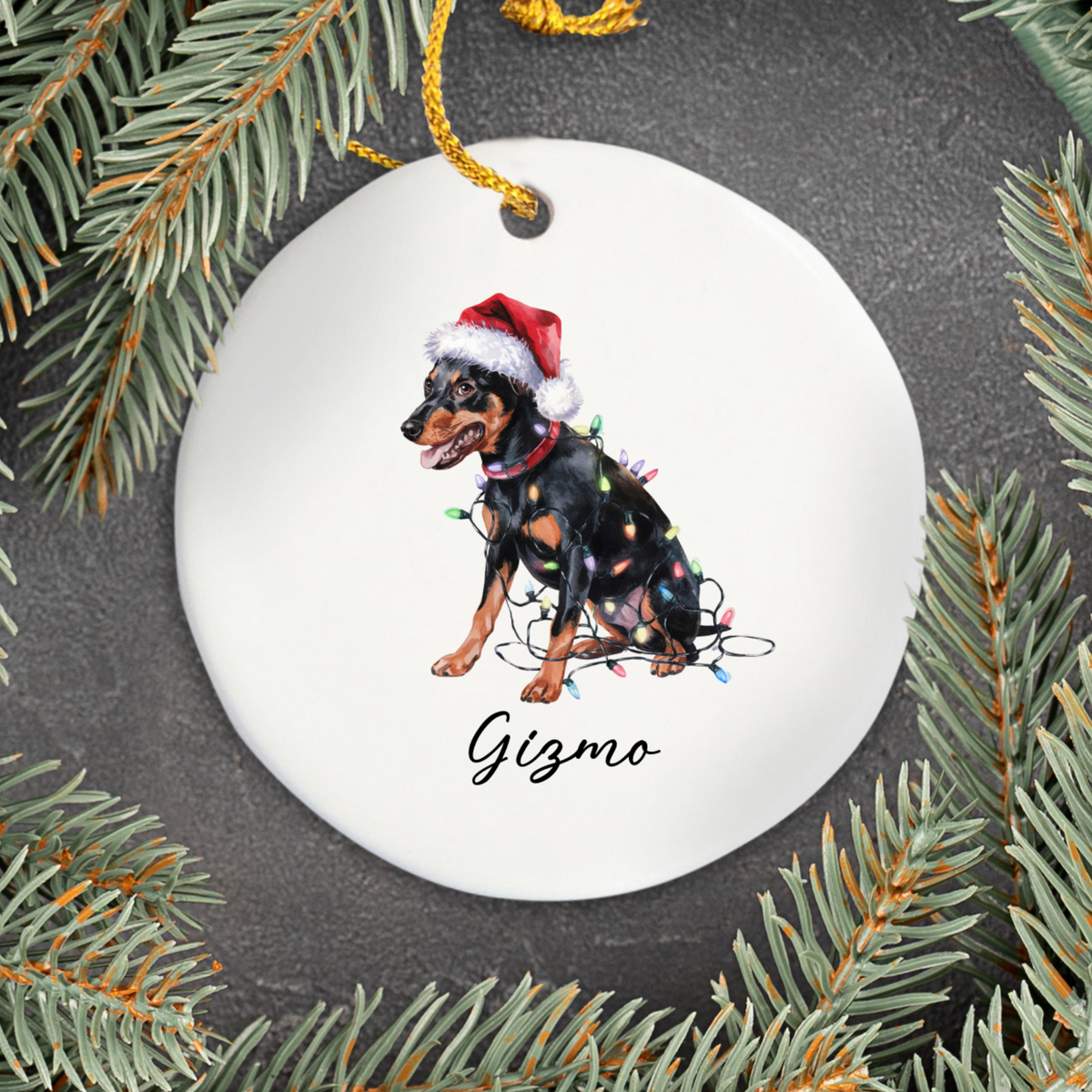 Miniature Pinscher Ornament, Personalized Dog Keepsake