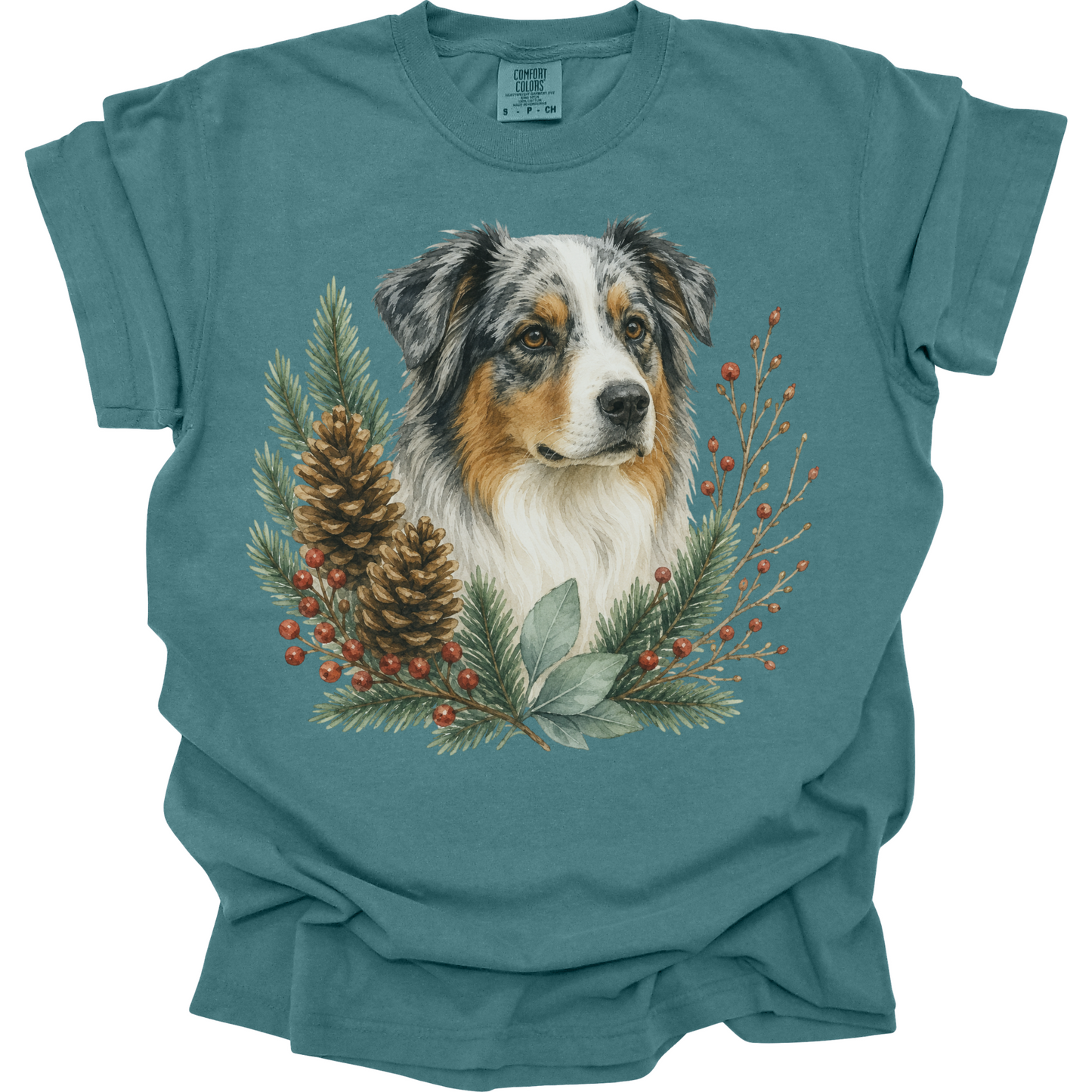 Australian Shepherd Winter Foliage Christmas Shirt