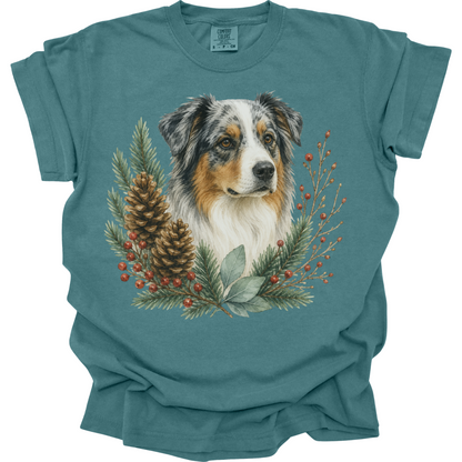 Australian Shepherd Winter Foliage Christmas Shirt