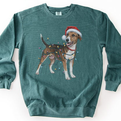 Smooth Fox Terrier Christmas Lights Sweatshirt, Festive Dog Lover Apparel