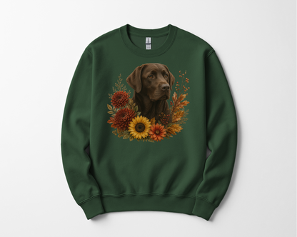 Chocolate Labrador Autumn Floral Sweatshirt