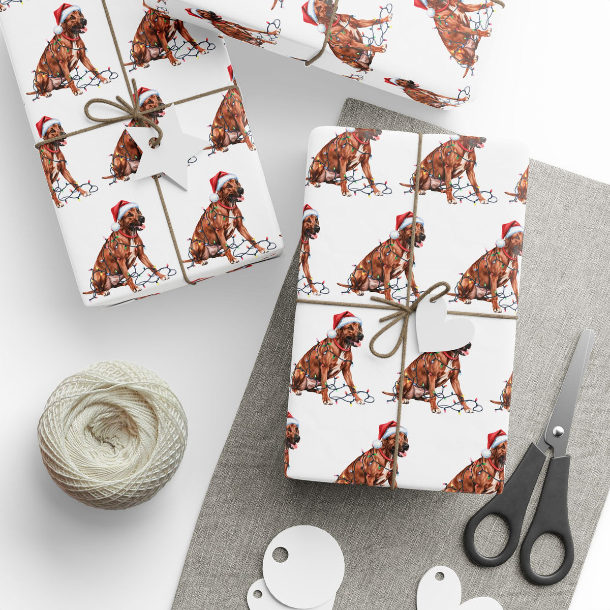 Rhodesian Ridgeback Christmas Lights Wrapping Paper