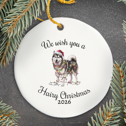 Christmas Alaskan Malamute Ornament, Christmas Lights Dog Keepsake, Christmas Dog, Alaskan Malamute Mom, Gift For Dog Lover