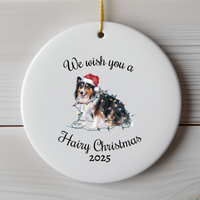 Load image into Gallery viewer, Christmas Sheltie Ornament, Christmas Lights Dog Keepsake
