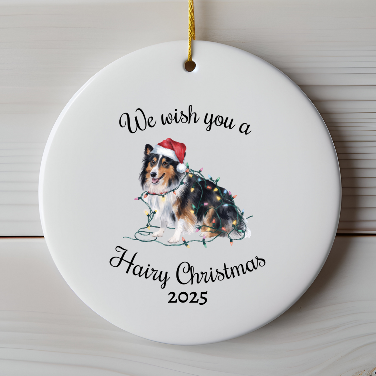 Christmas Sheltie Ornament, Christmas Lights Dog Keepsake