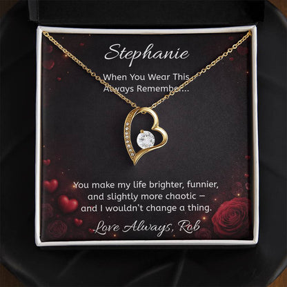 Personalized Heart Necklace with Hearts Message Card