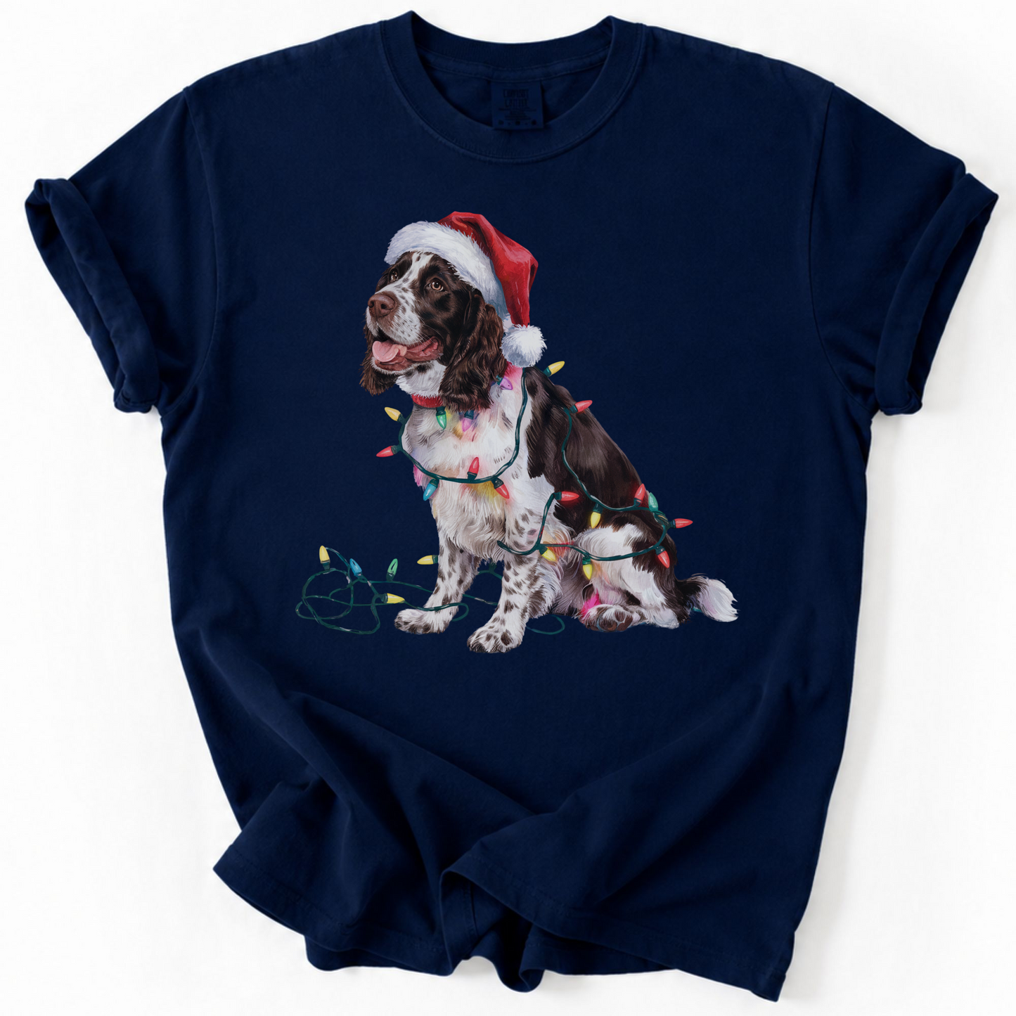 Christmas Springer Spaniel Shirt, Christmas Lights Dog Shirt, Christmas Dog, Springer Spaniel Mom, Gift for Dog Lover, Springer Spaniel