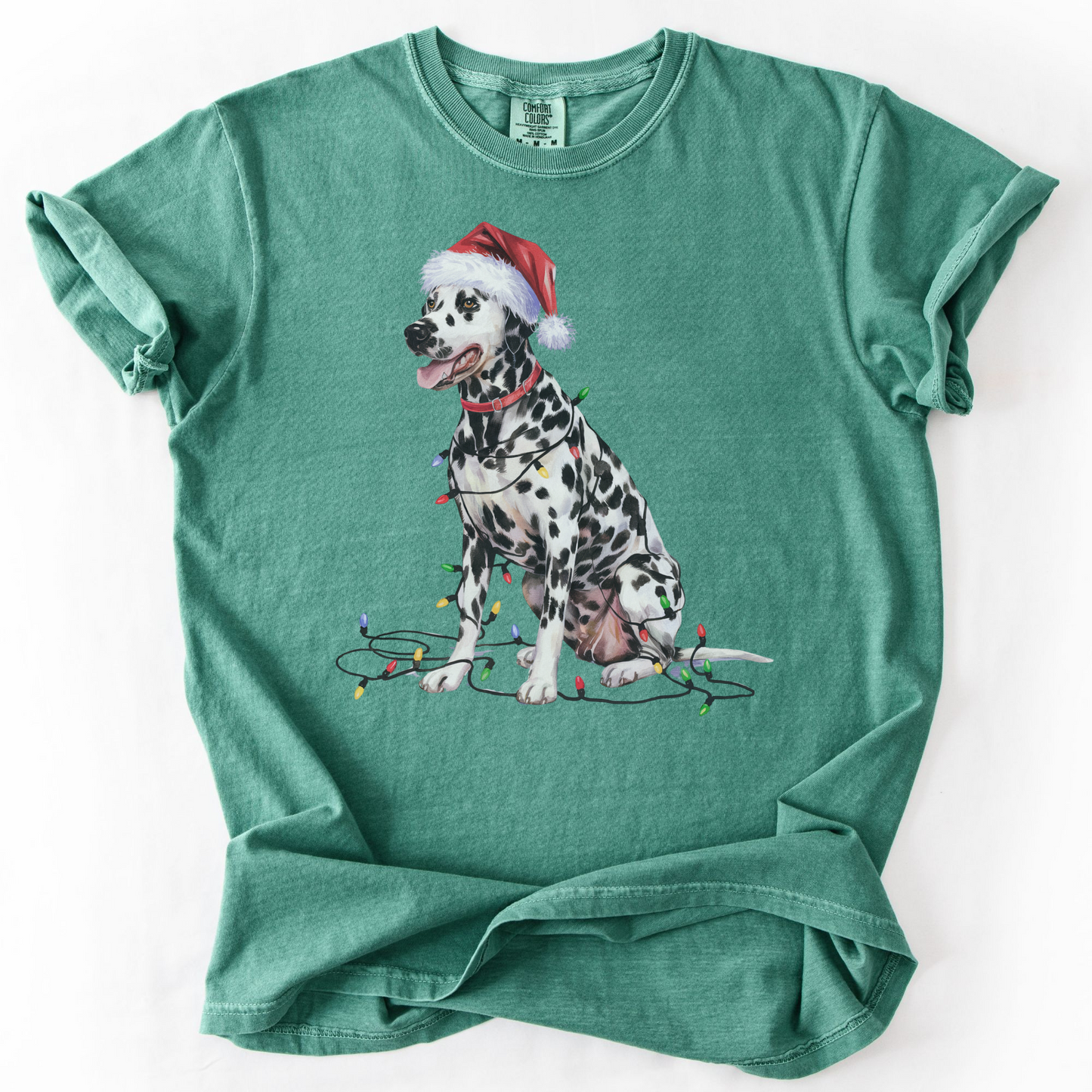 Dalmatian Christmas Lights Shirt, Festive Holiday Tee for Spotty Dog Lovers
