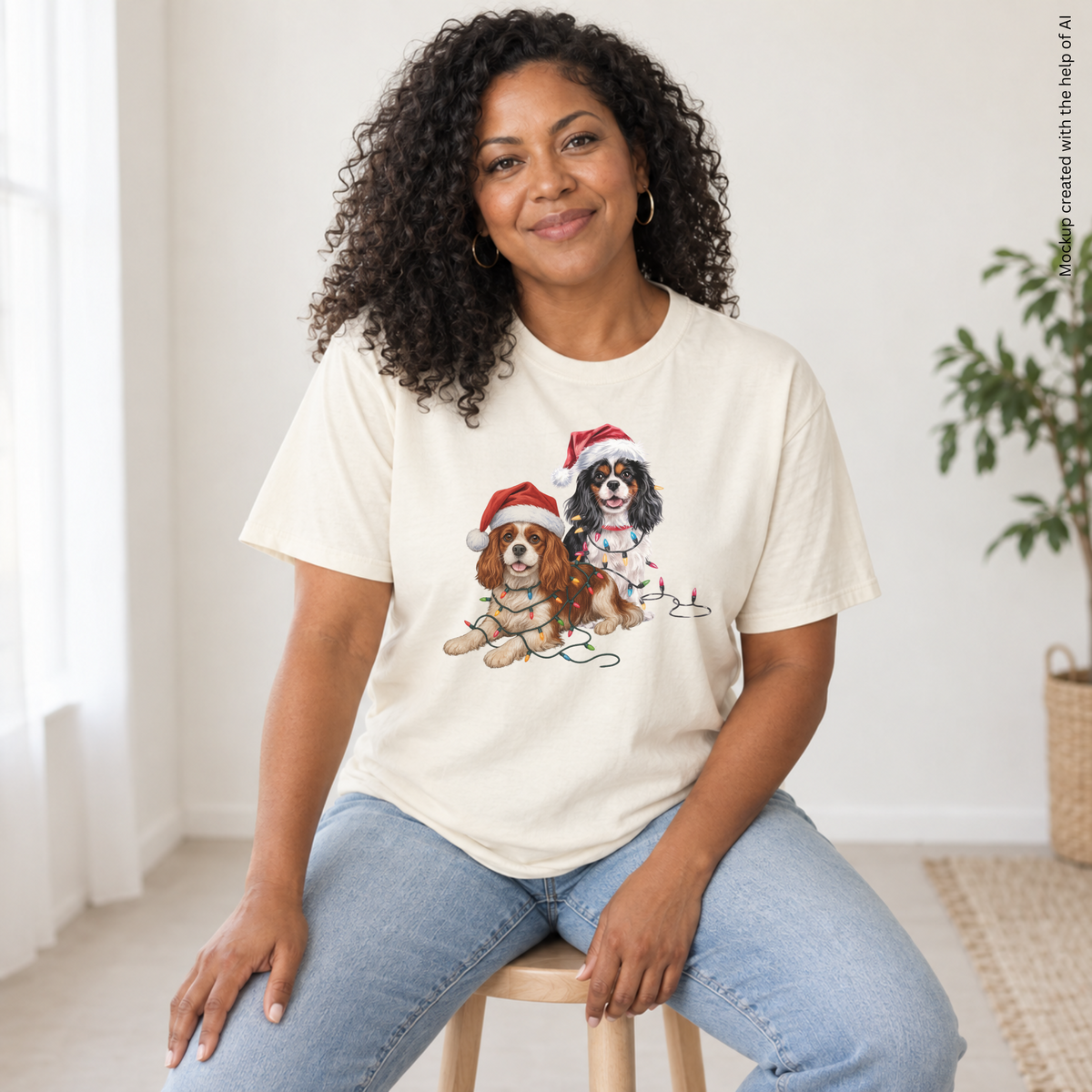 Cavalier King Charles Spaniel Christmas Shirt, Blenheim Tricolor Cavalier Holiday Tee, Gift for Dog Moms