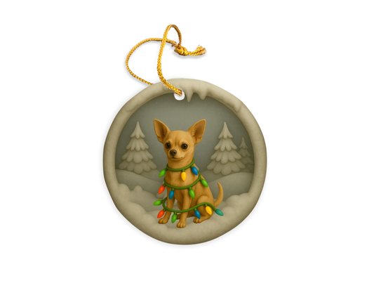 Personalized Chihuahua Christmas 3D Clay-Style Dog Ornament