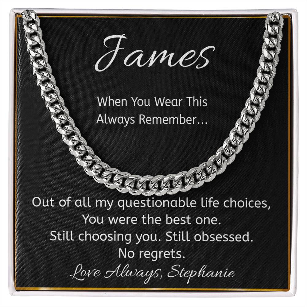 Funny Personalized Message Card Necklace – “Questionable Life Choice” Gift