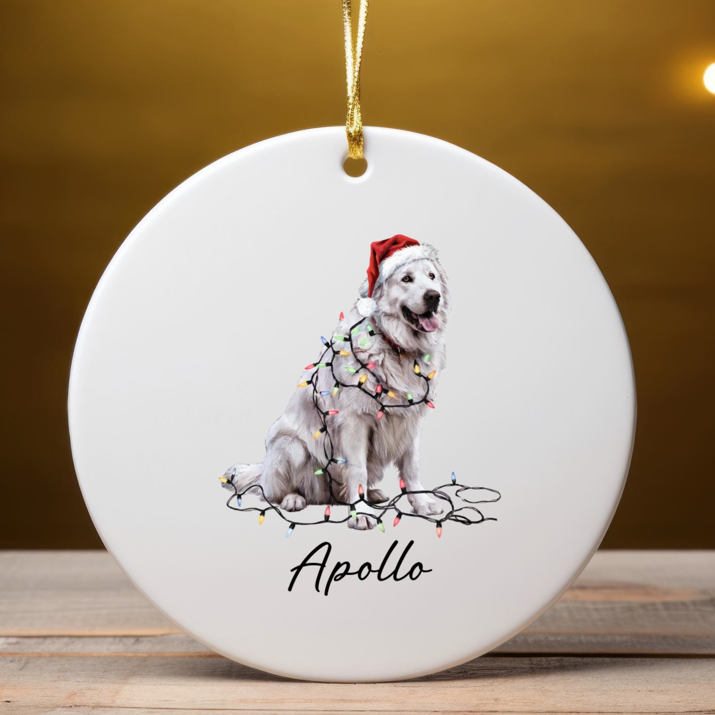 Personalized Pyrenees Ornament, Ceramic Dog Lover Christmas Tree Decor