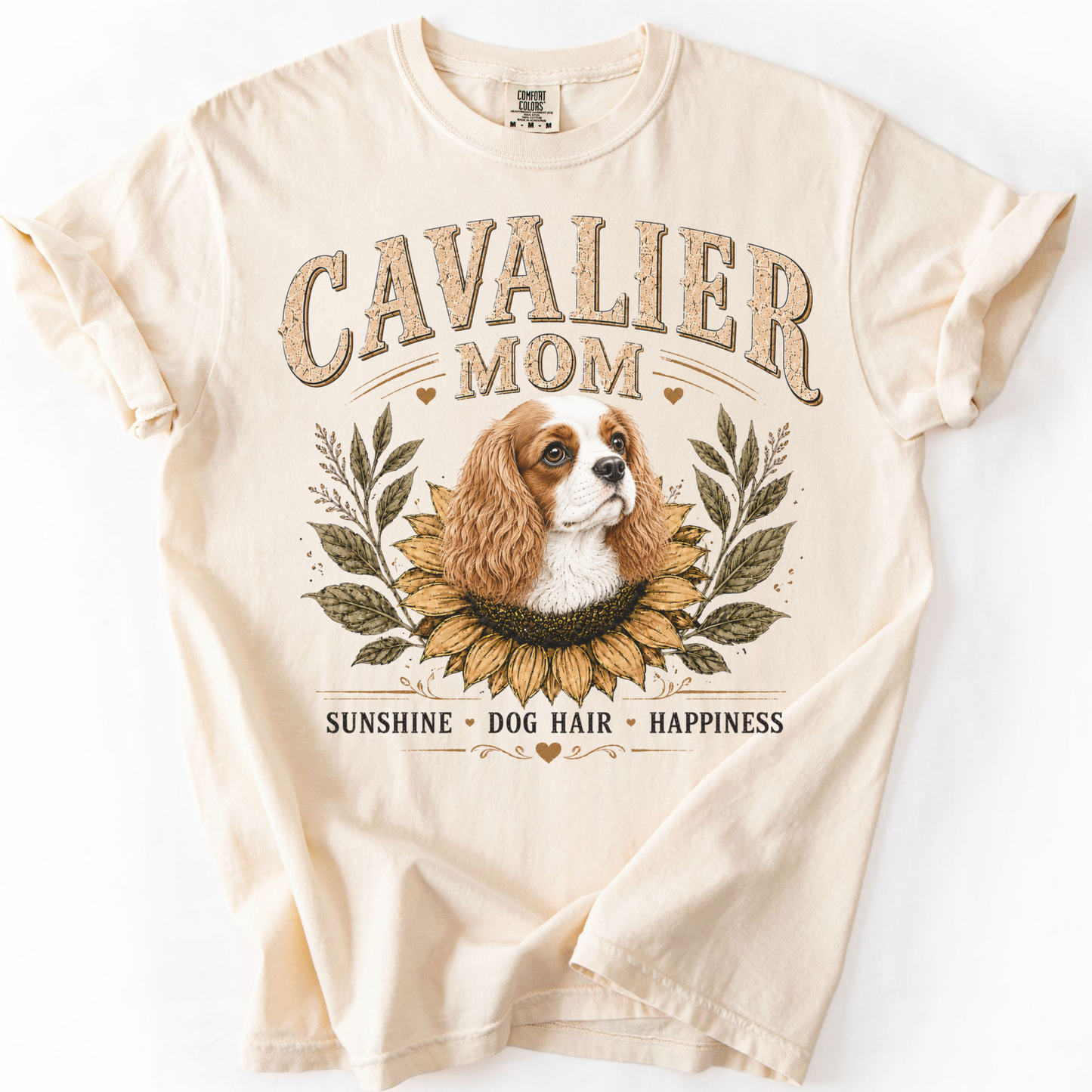 Blenheim Cavalier Mom Shirt, Cavalier King Charles Spaniel Tee, Sunflower Dog Lover Gift