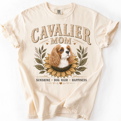 Blenheim Cavalier Mom Shirt, Cavalier King Charles Spaniel Tee, Sunflower Dog Lover Gift