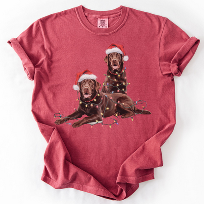 Chocolate Labrador Christmas Shirt, Dog Santa Hat Tee, Festive Holiday Apparel, Gift for Dog Lovers, Labrador Retriever Art