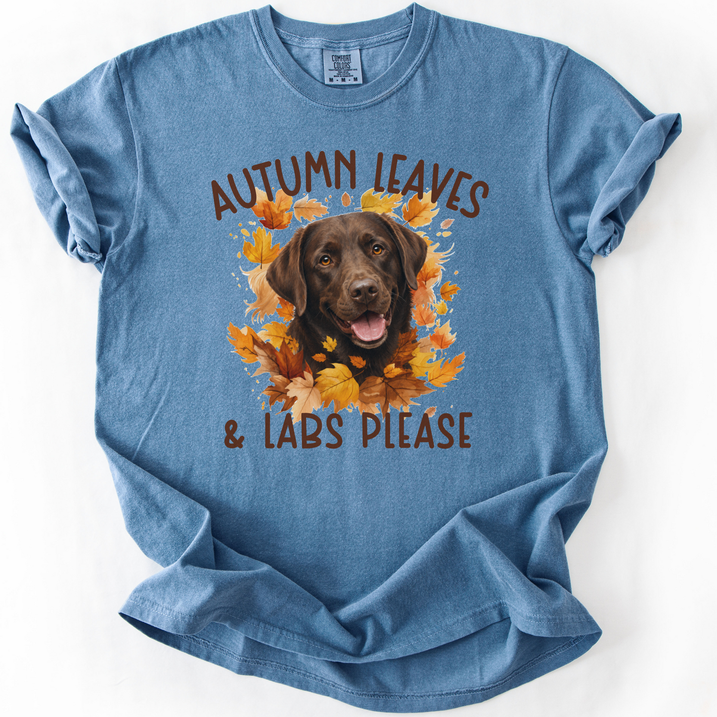 Chocolate Lab Mom Fall Shirt, Autumn Leaves & Labs Please