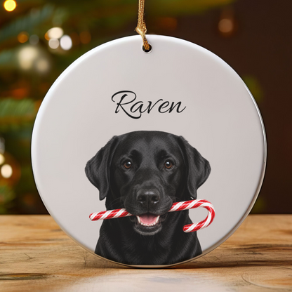 Personalized Black Lab Ornament, Custom Dog Name Christmas Ornament, Labrador Retriever Gift, Dog Lover Gift