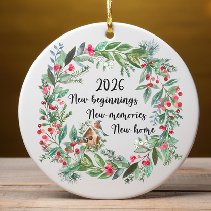 Personalized New Home Ornament, Christmas Holiday Ornament, New Beginnings, New Memories, First Home Ornament, First Christmas In New Home